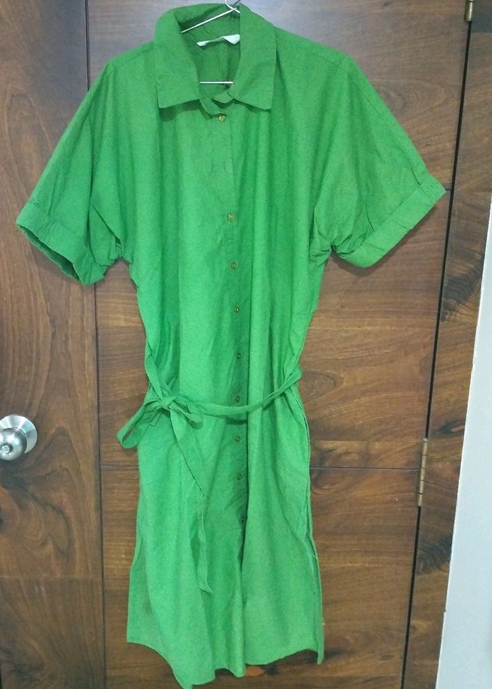 H&M Green Shirt Dress With Belt