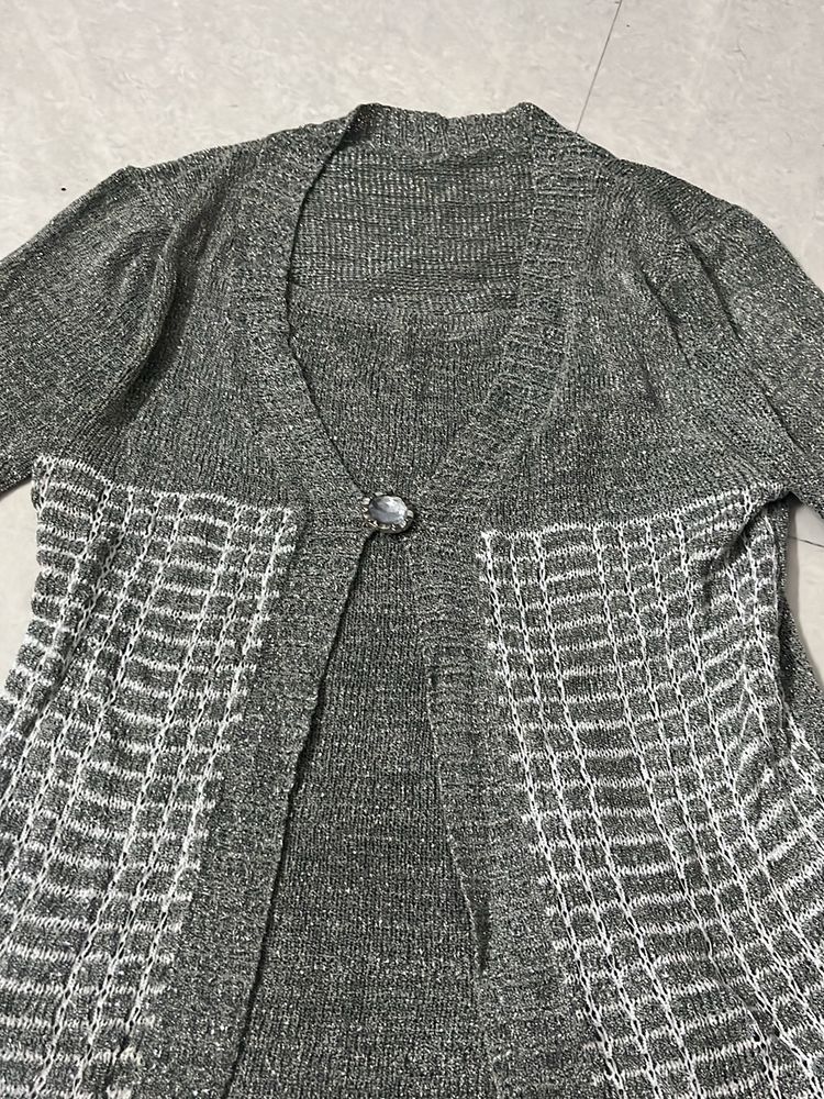 Women Grey Top With Attached Shrug(for Winters)