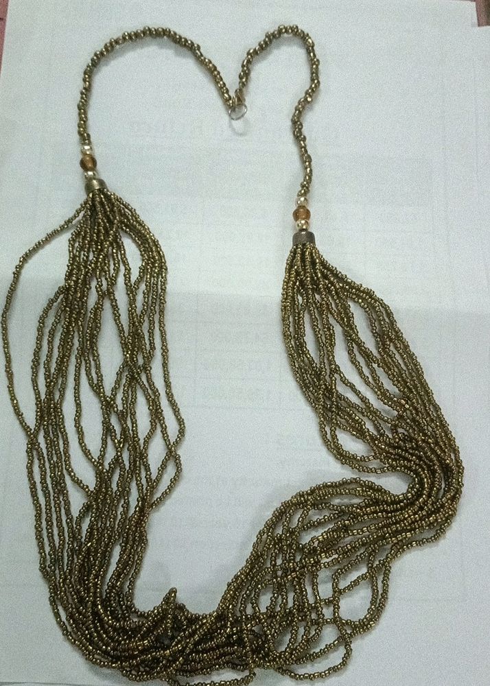 Dark Golden Rajasthani Necklace ( Metallic)