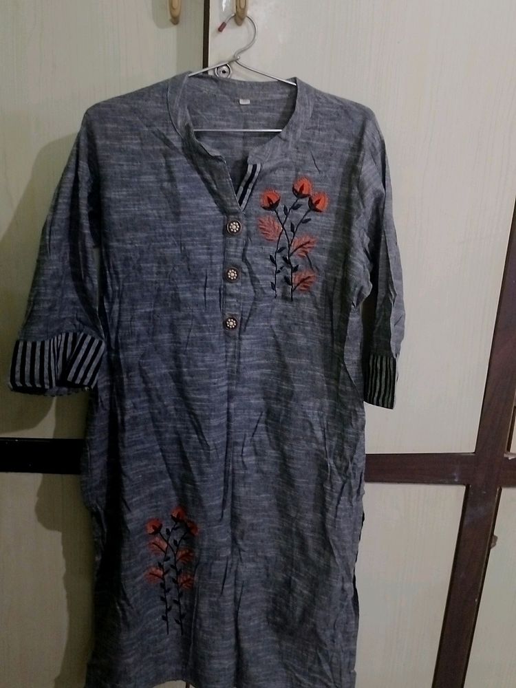 Grey Printed Kurta