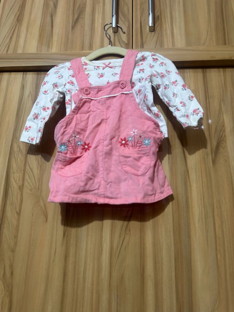 Girls Dungaree Set With Detachable Tshirt