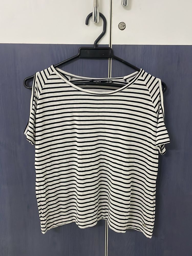 Striped Cold Shoulder Top