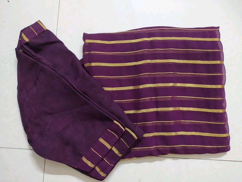 Purple Saree With Blouse