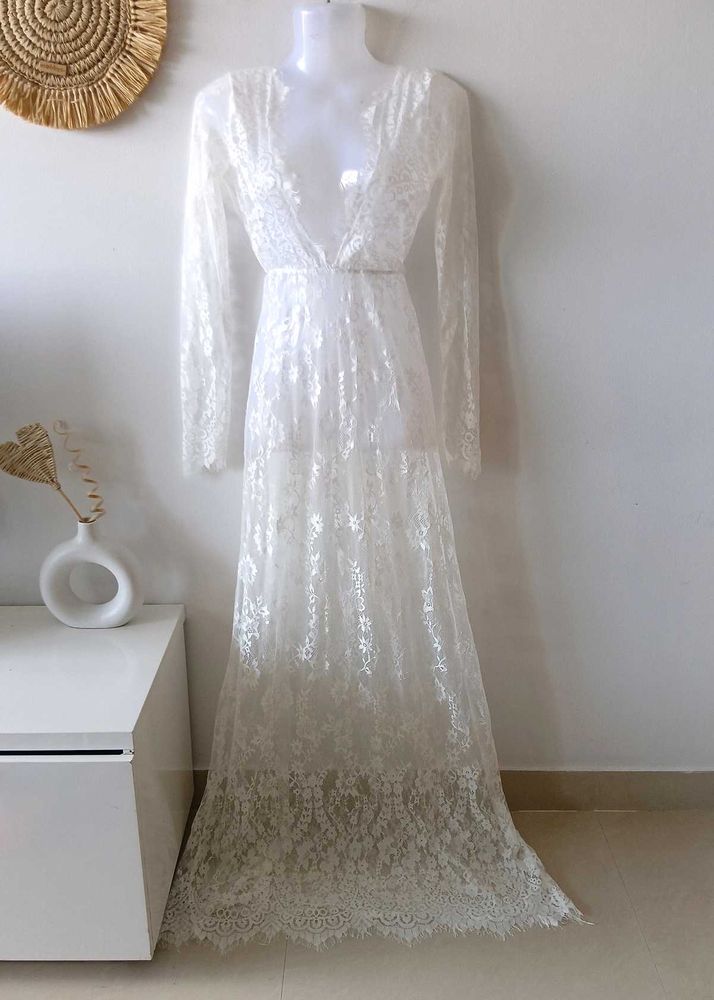 Imported Long Lace Beach Cover Up