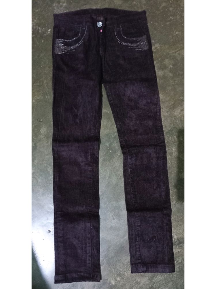 Girl's Brown Velvet Jeans