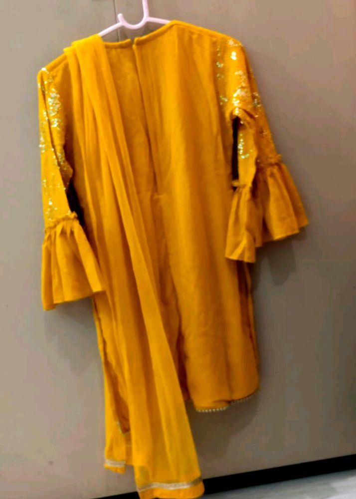 Yellow Sharara Set With Dupatta.