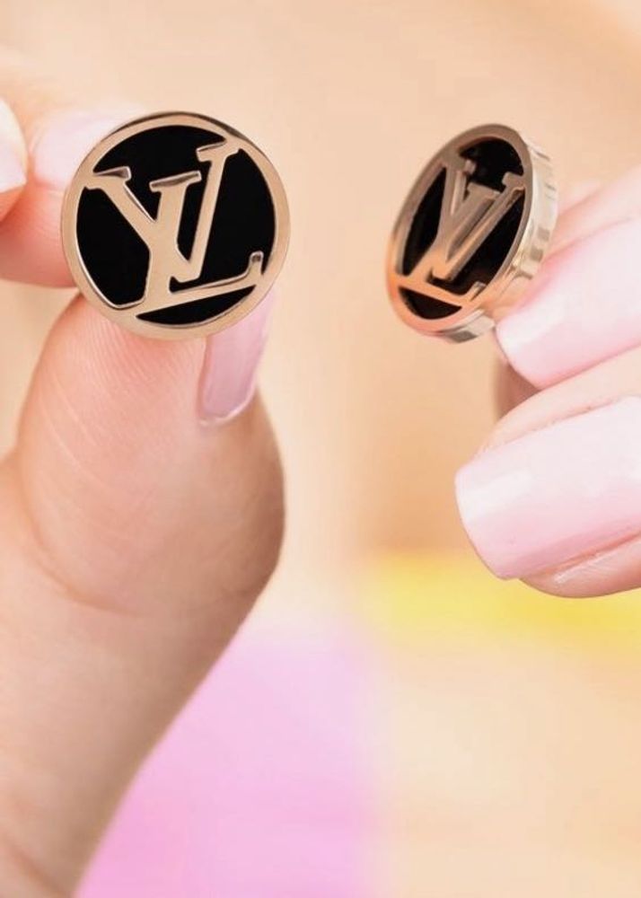 Black And Golden LV Studs