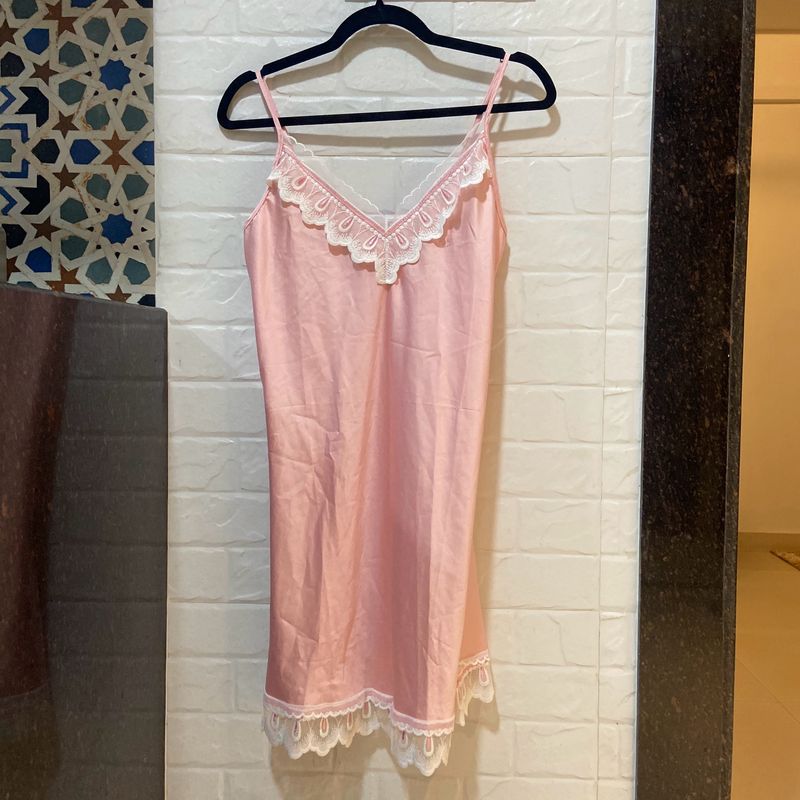 Satin Blush Pink Loungewear Dress