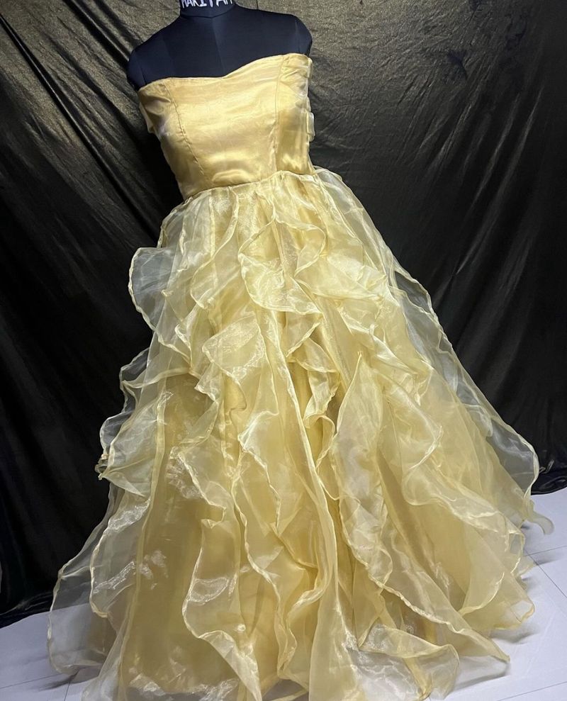 Designer Organza Ruffle Gown