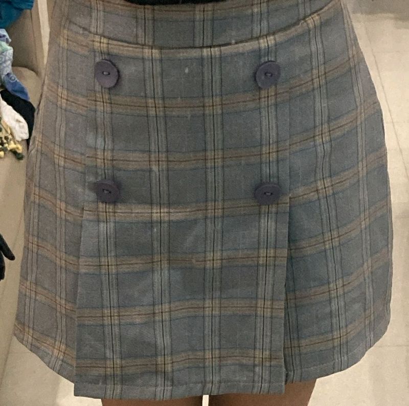 Grey Button Skirt