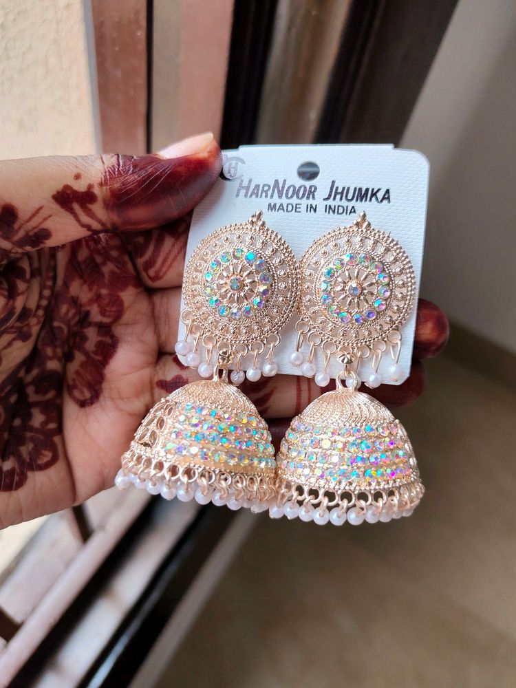 Rose Gold Jhumki Earings