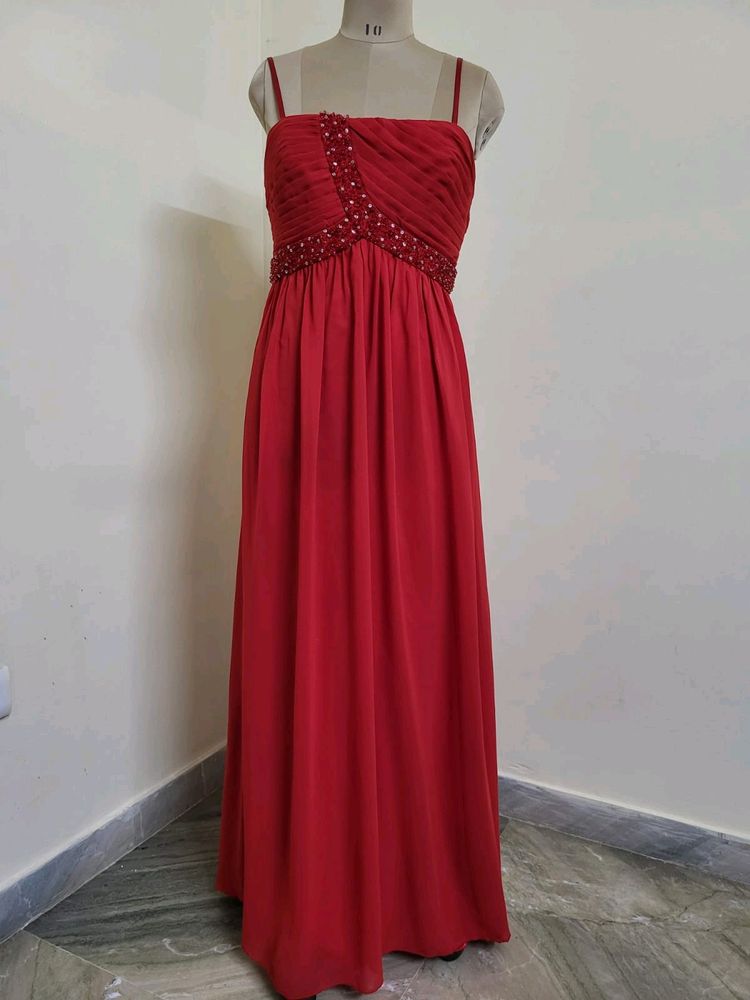 Red Chiffon Gown