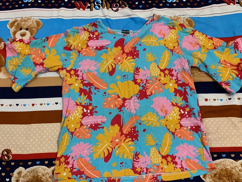 Flower Printed T Shirt