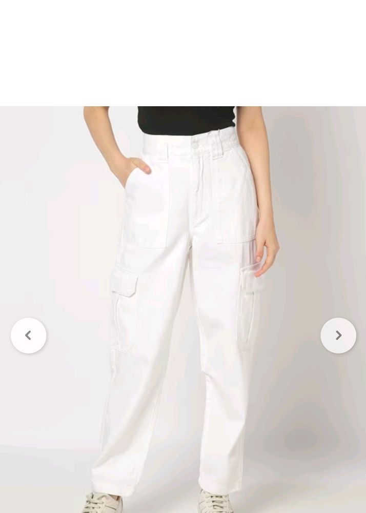 High Rise Loose Tapered White Jeans