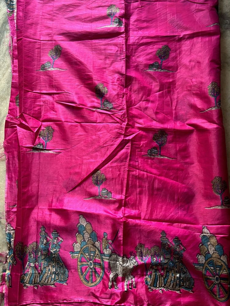 Beautiful Printed Pink Saree