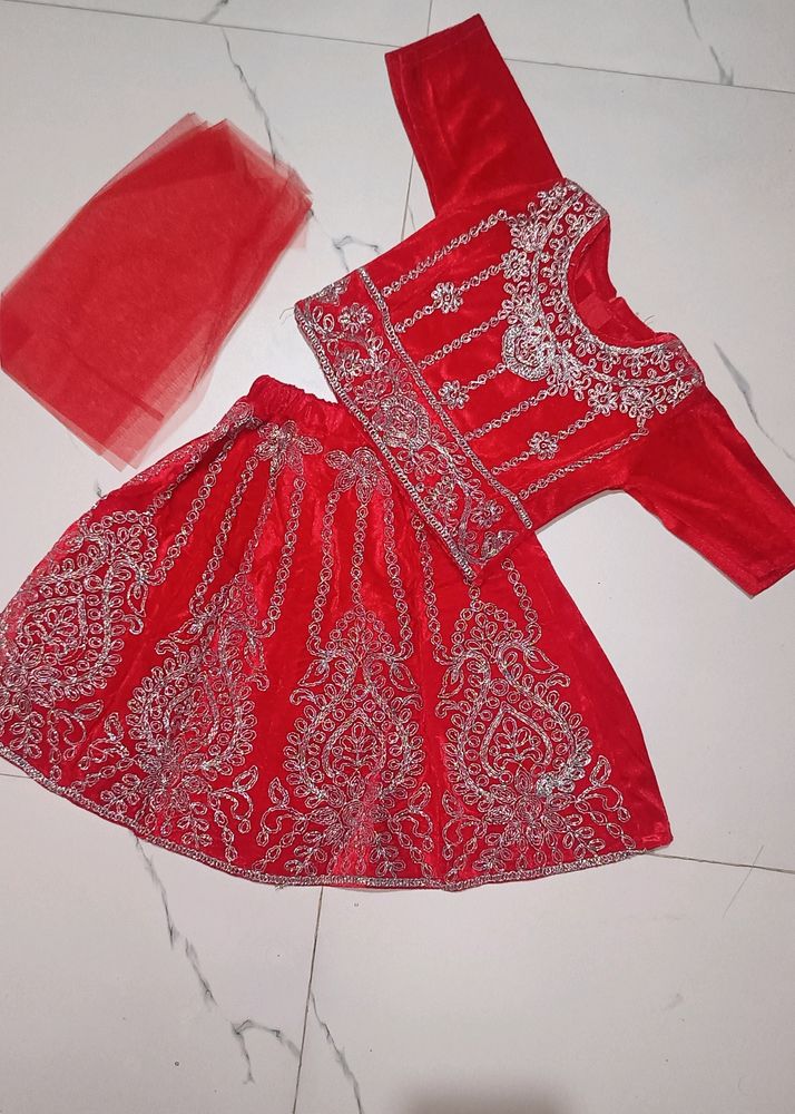 1-2 Year Baby Red Lehenga Choli