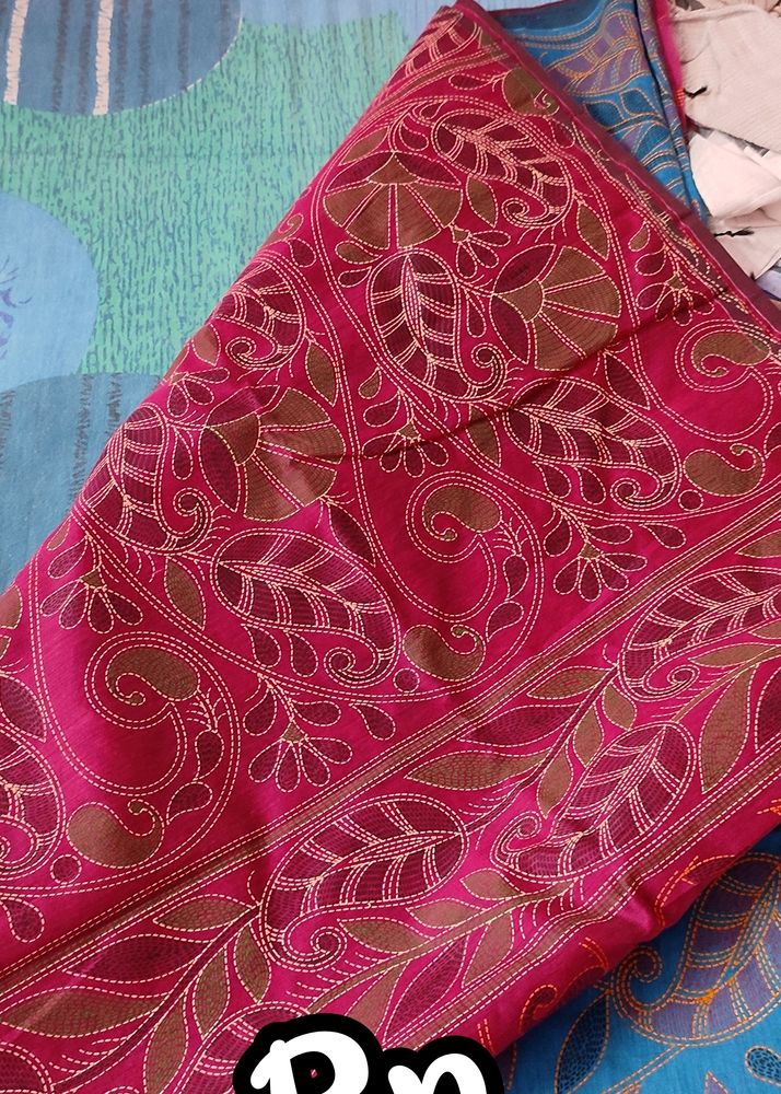 Katha Stitch Print Saree