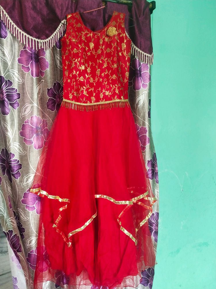 Red Sleeveless Gown