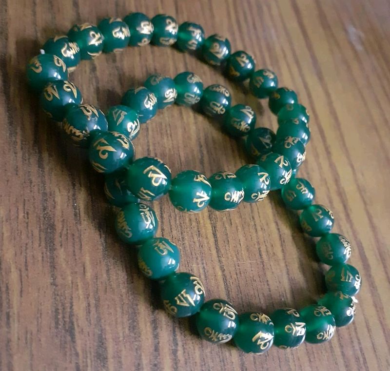 New Green Agate Om Mani Padme Hum Bracelet