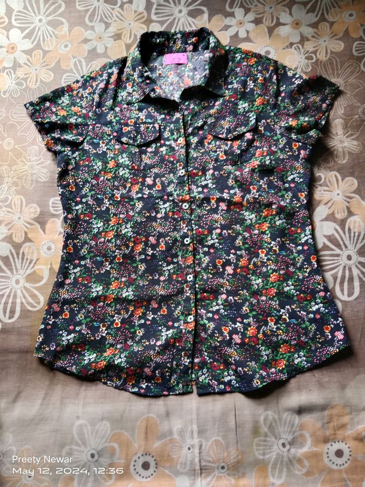 Floral Printed Shirt Cum Top