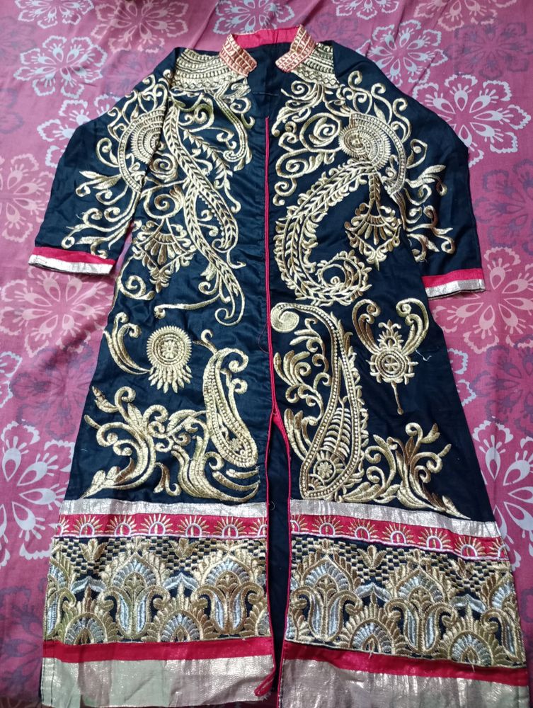 Black 15Kurti With Golden Embroidery