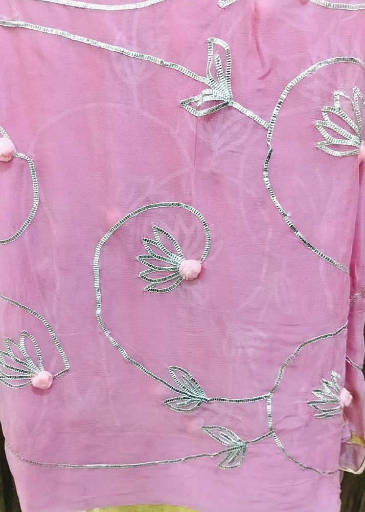 Baby Pink Colour Siffon Saree