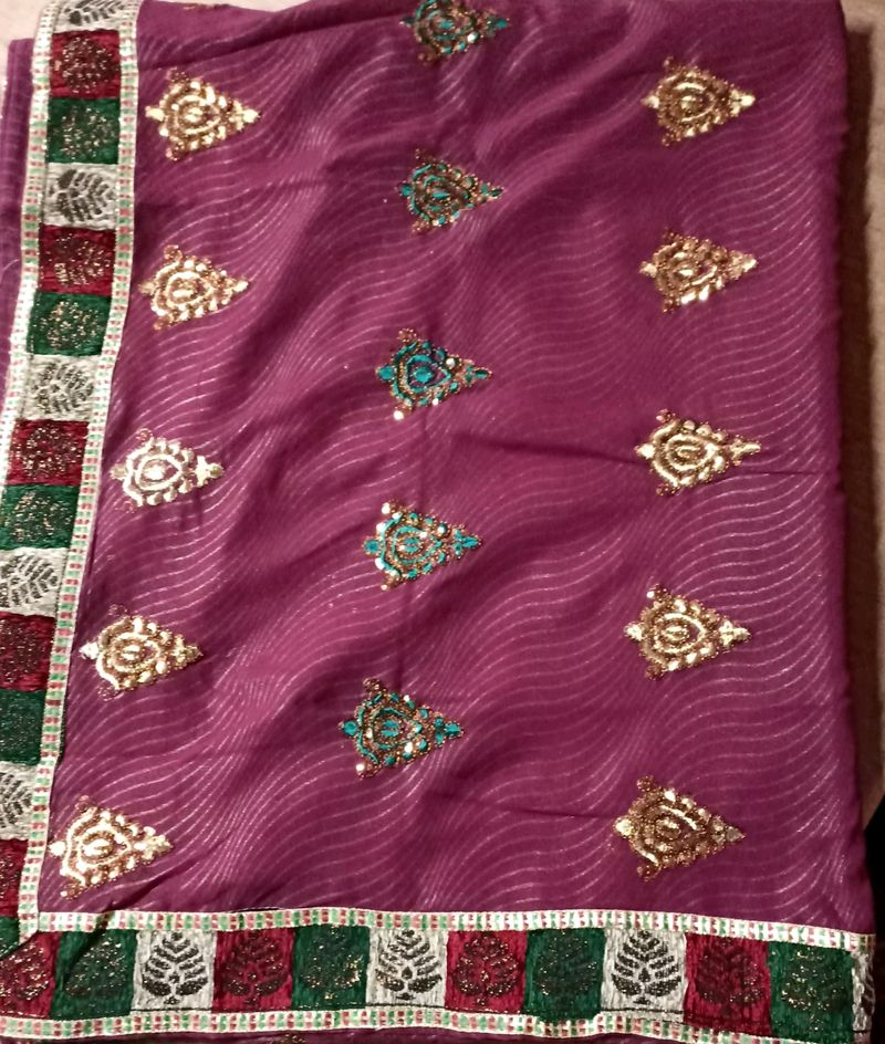 Wine Georgette Saree