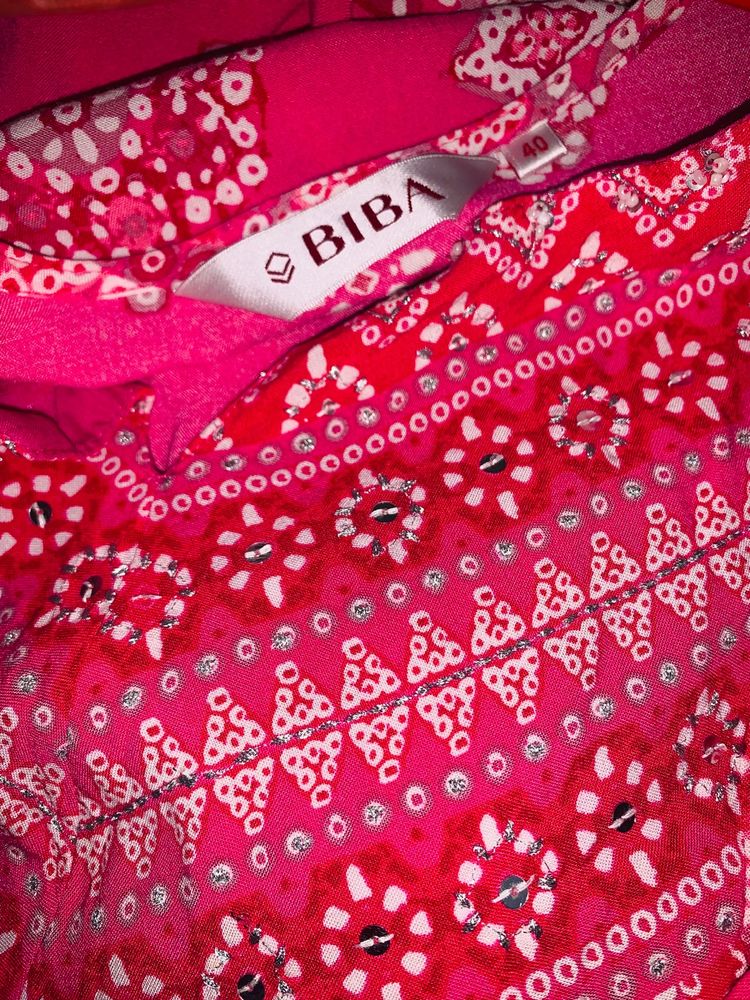 Biba Bandhani Pink Kurta XL