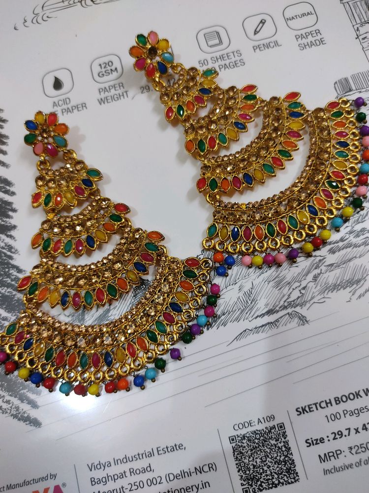 Traingle Shaped Multicolored Earrings