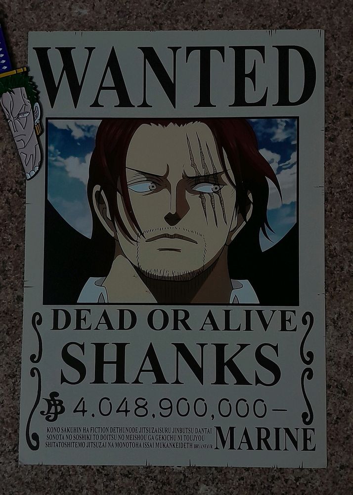 ONEPIECE ANIME SHANKS WANTED BOUNTY POSTER 🦋