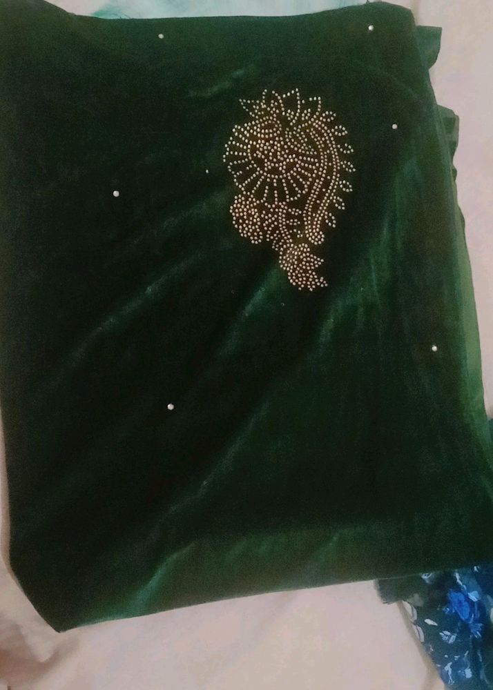 velvet dark green and blue stole