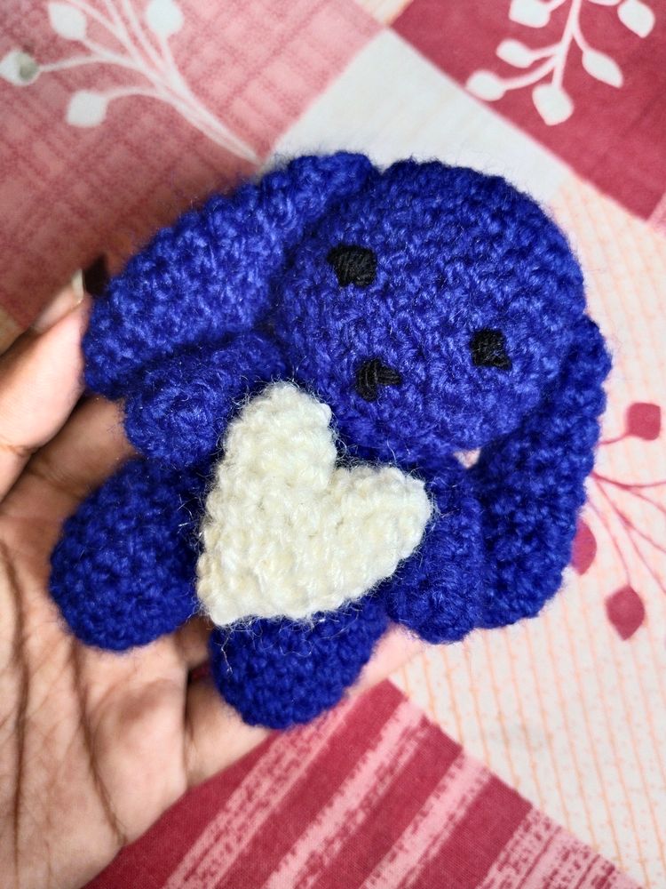 Mini Blueberry Bunny Plushie Holding Heart💙🐰