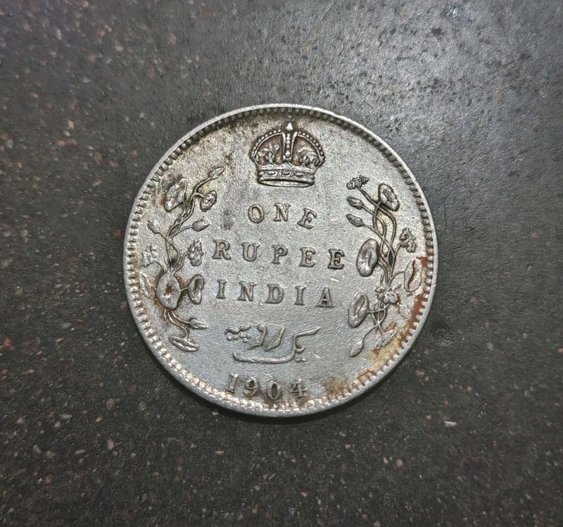 1904 One Rupee Silver Coin