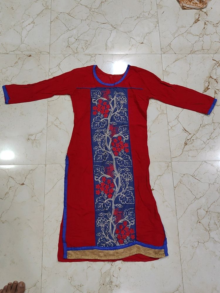 Red Ladies Top Embroidery