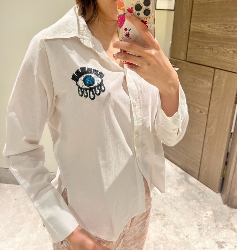 Zara White Shirt With Evil Eye 🧿 Detailing