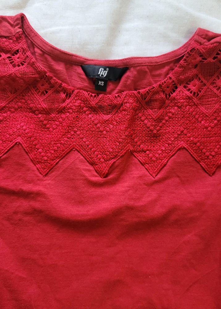 Fig Branded Maroon Top. Size XS