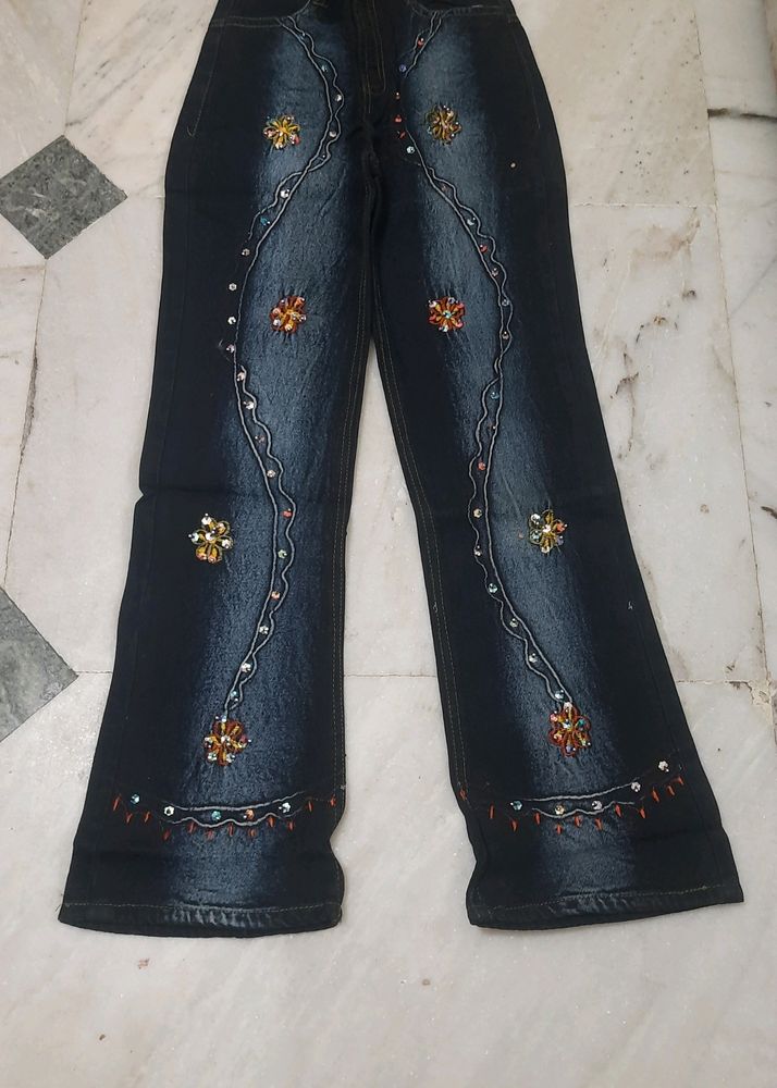 Bootcut Embroidered Jeans