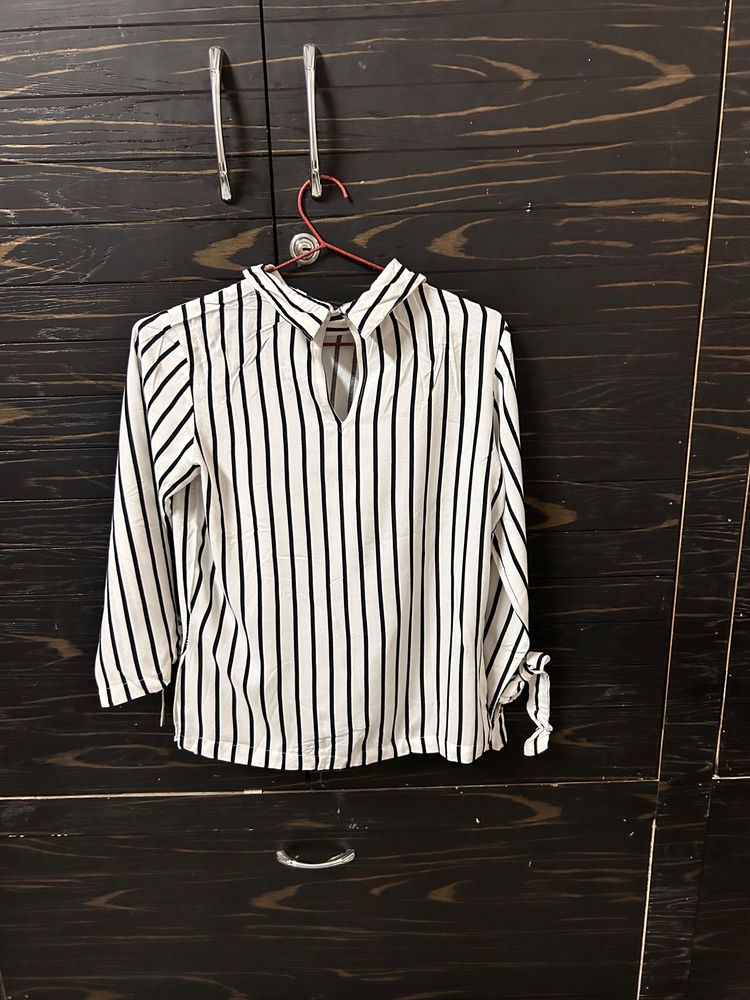 AND White Black Stripe Shirt Top