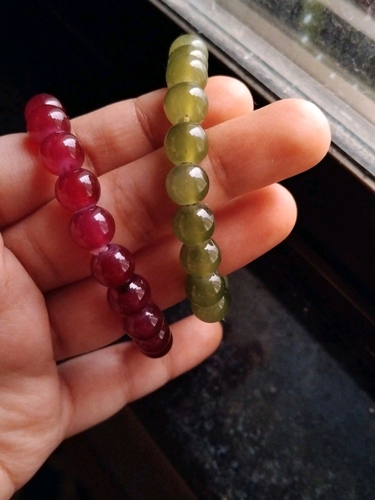 Green And Dark Pink ( Muave ) Shade Bracelets