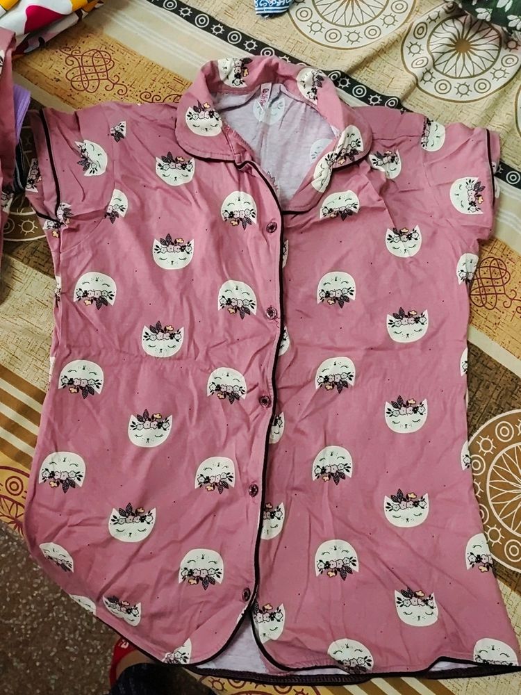 Pink Cute Print Nightsuit