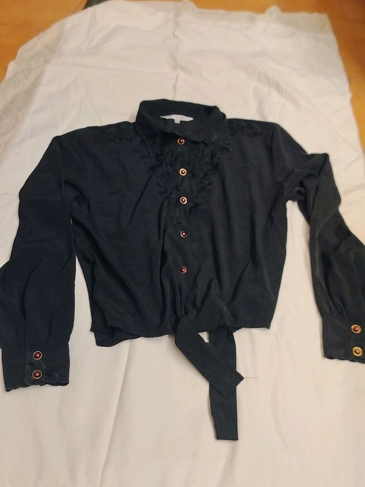 Black Cutting Work Embroidery Shirt