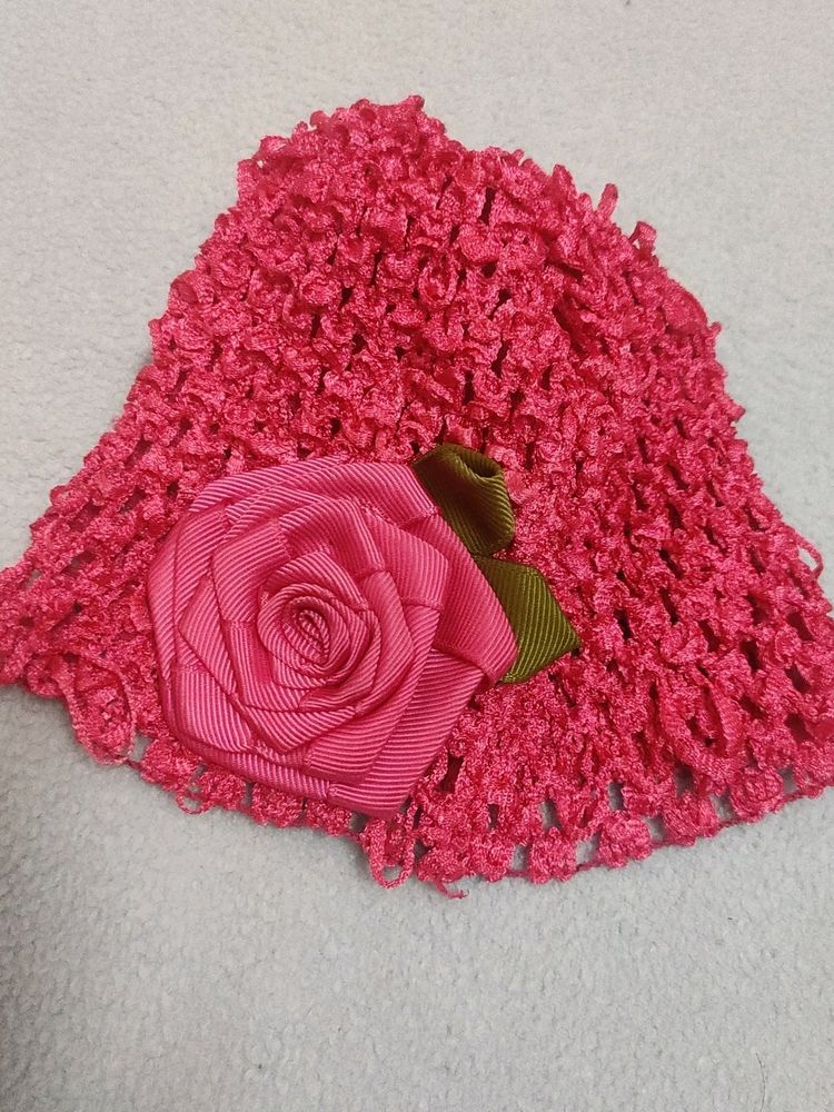 Rani Pink Color Fancy Baby Cap