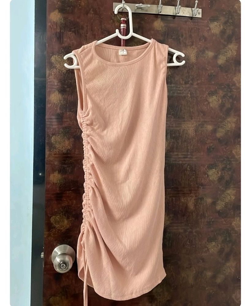 Peach Bodycone Midi  Dress