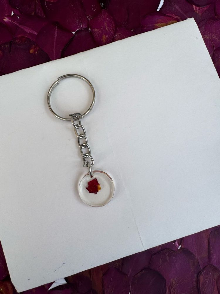 Resin Preserved Rose Keychain.