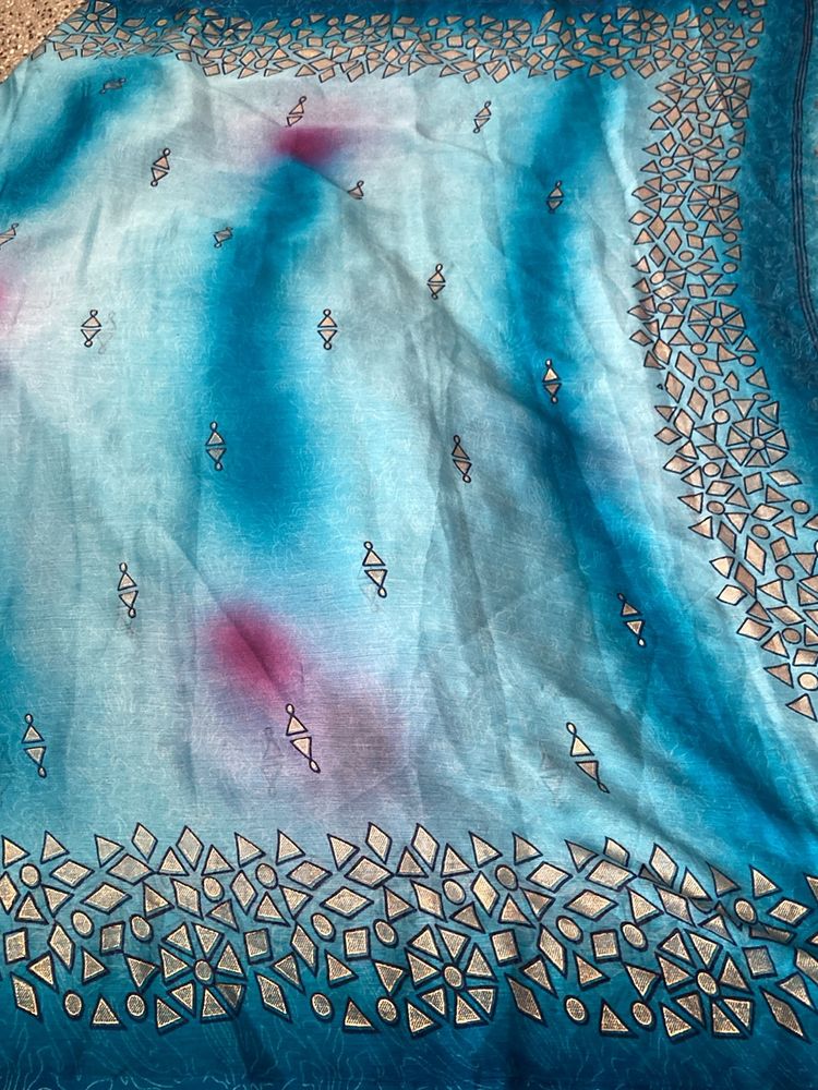 New Joint Saree With Foil Print