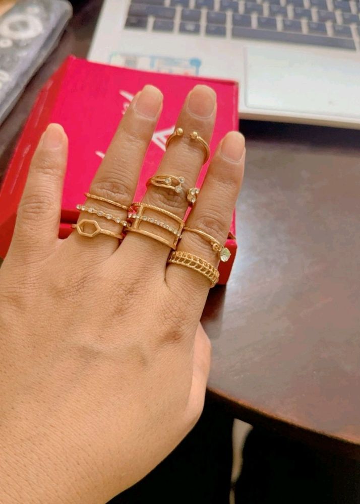 Gold Plated 8 Piece Trendy Western Designs Ring