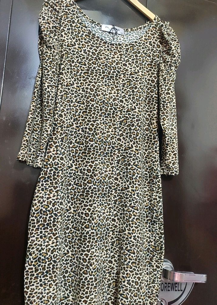 Brown Lion Printed Dress For 34 Bust