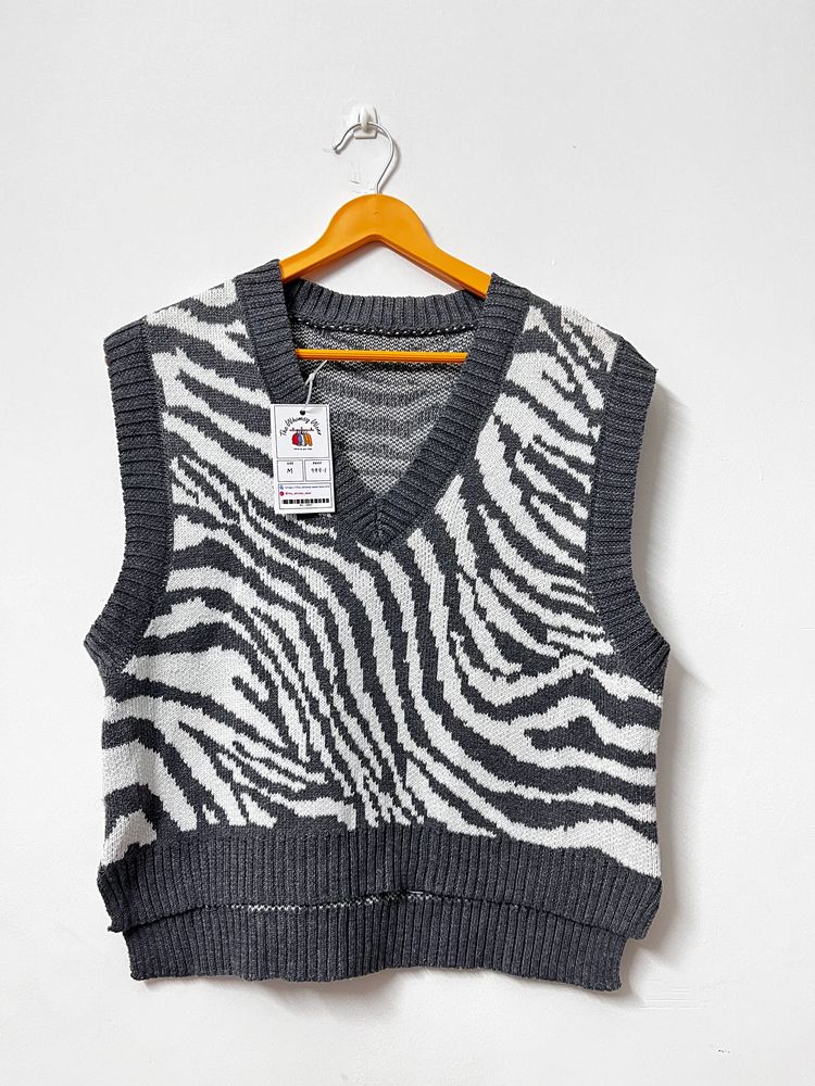 Grey Zebra Print Vest