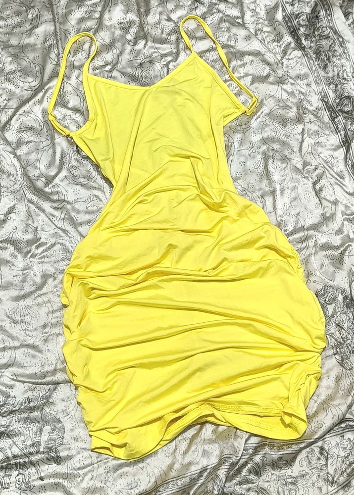 Yellow Ruched Pinterest Bodycon