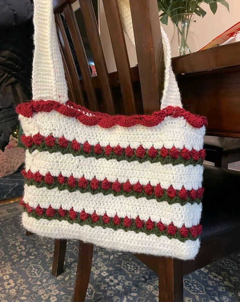 Crochet Red 🍒 Tulip 🌷 Bag